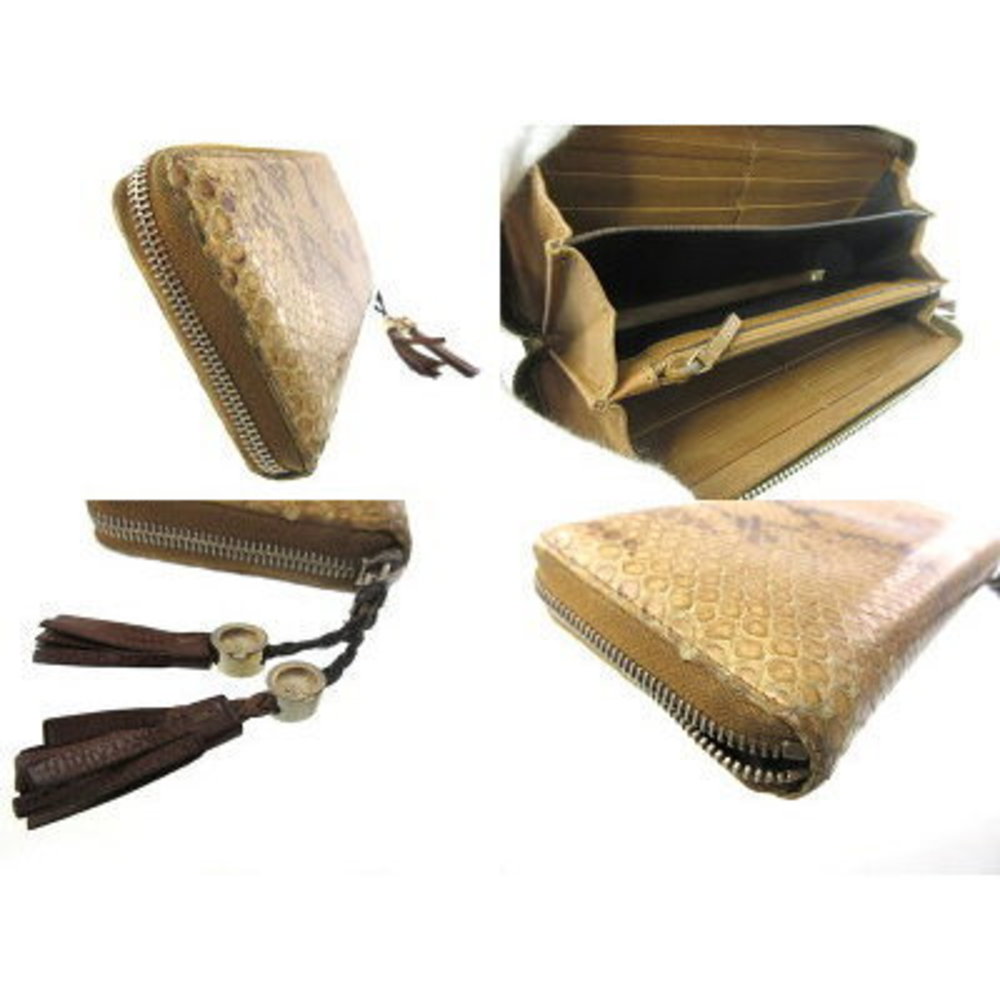 Gucci Zip Long Wallet Leather Python Brown Beige - image 2